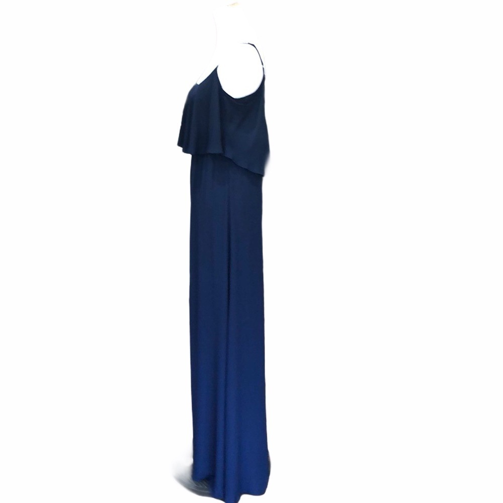 NWOT Show Me Your Mumu Caitlin ruffle Maxi Dress SZ S Navy Crisp - Picture 4 of 11